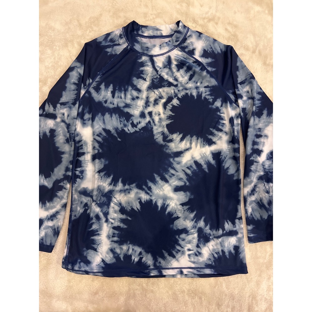 Kanu Surf Tie Dye Long Sleeve Rash Guard Swim Shirt Navy White L